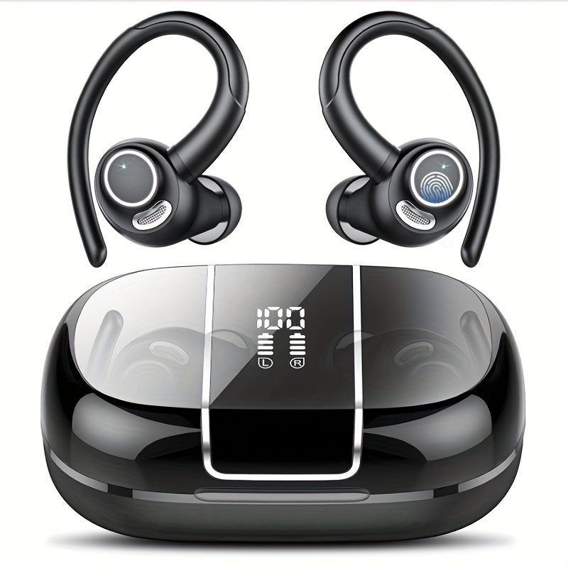 Wireless Headphones Sport Earbuds Ear Hooks, Bluetooth 5.3 - Black option