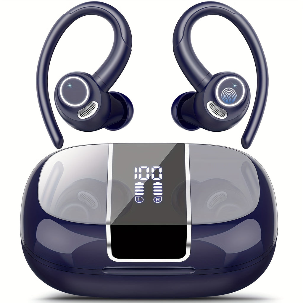 Wireless Headphones Sport Earbuds Ear Hooks, Bluetooth 5.3 - Dark Blue option