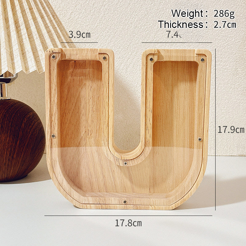 Wooden Letter Jar with 18cm, A-Z Alphabet Storage Container Transparent - product gallery image 57