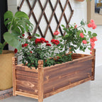 Wooden Planter Box with 30cm, 60cm, Carbonised Pine Wood Raised Rectangular Indoor - product gallery image 9