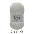 Woolcraft, Baby Care Double Knitting Yarn with Machine-Washable, 100g - White 600, 2 Pack option