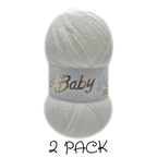 Woolcraft, Baby Care Double Knitting Yarn with Machine-Washable, 100g - White 600, 2 Pack option