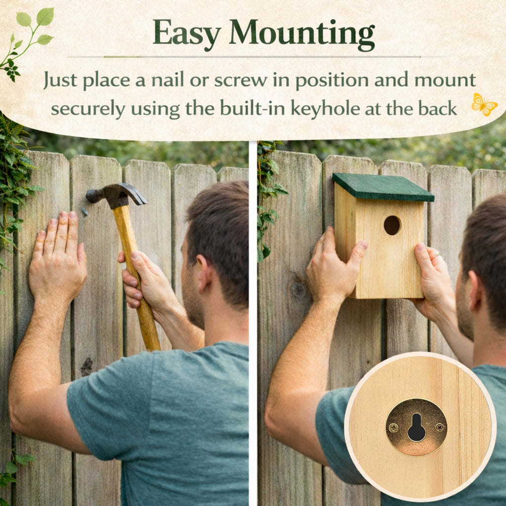 X Wooden Nesting Box Bird House Nesting with Small Birds Bluetit Robin Sparrow - product gallery image 5