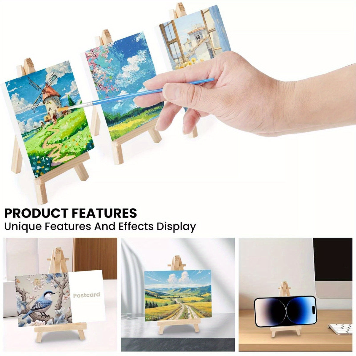 X10Cm Mini Canvas Art Boards & Easels & with 12pcs 10X10Cm Brushes Sets Canvases - product gallery image 6