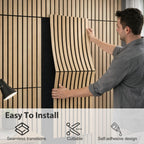 x32cm Wood Slat Wall Panel with Foldable, 2 Pack, 2pcs--120x32cm - product gallery image 2