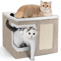 X42X36cm Large Cat Cube House Cosy with Foldable, 42X42X36cm Foldable Bed Pet Cave Furry - Beige-1 option